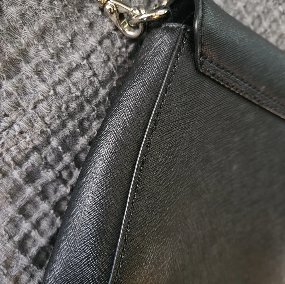 Kate Spade Black Saffiano Leather Crossbody Chain Strap Bag